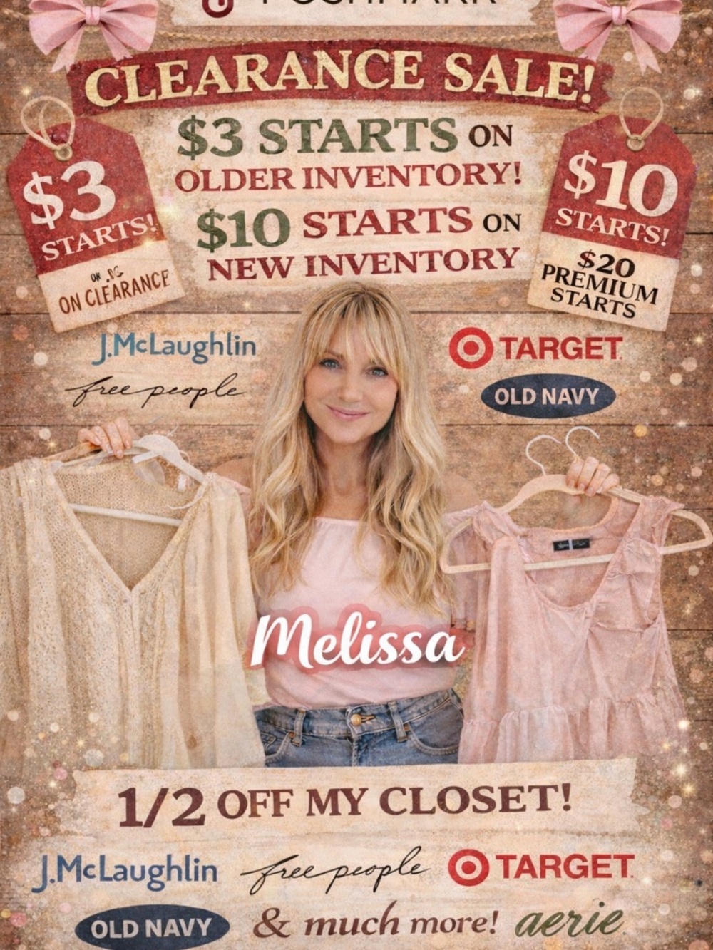 Come Join Melissa for $3 Starts closet clear out!